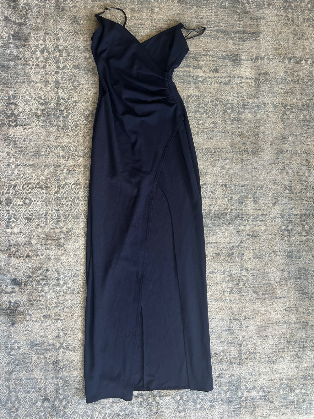 Emerald Sundae Navy Maxi Dress - Elegant V-Neck Spaghetti Strap